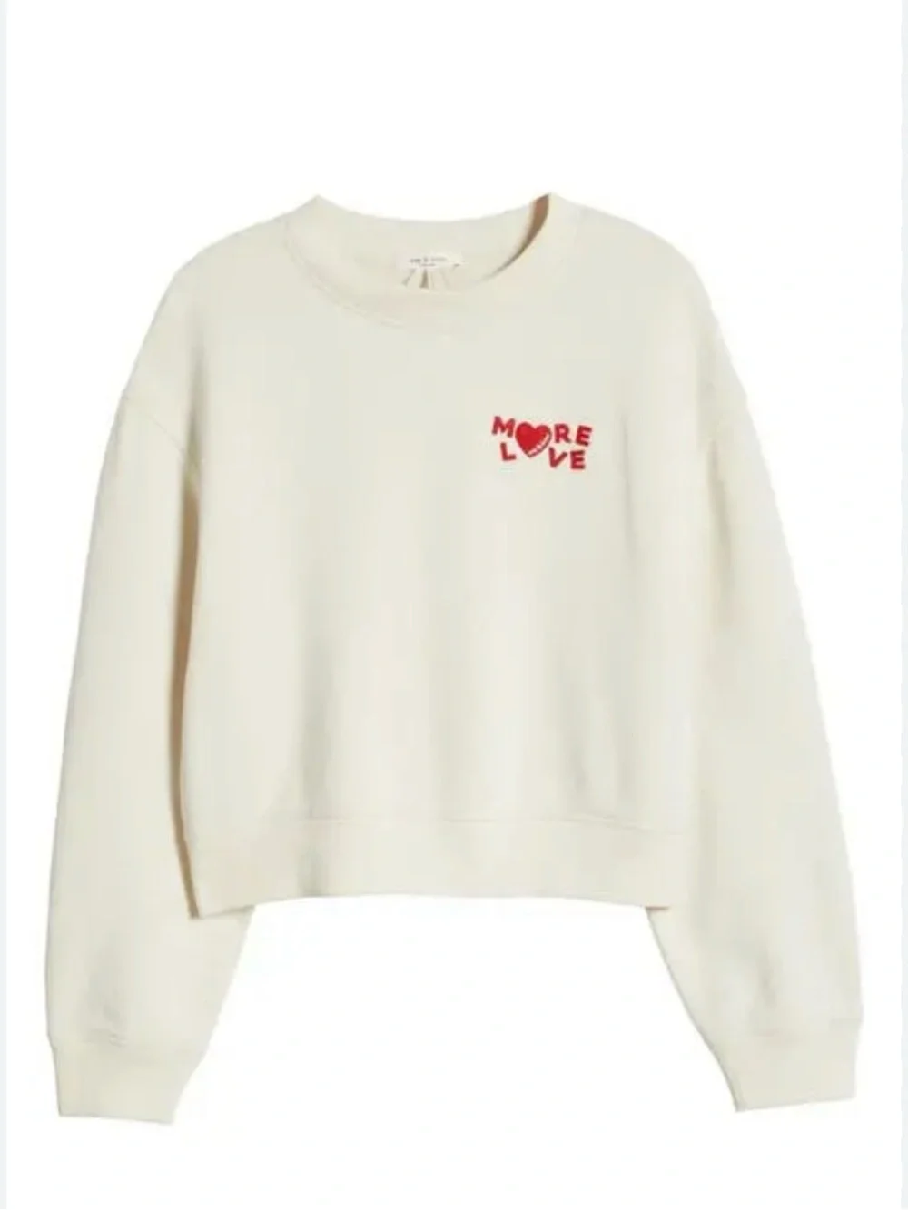 rag & bone Cream Crewneck Sweatshirt with Red "MORE LOVE" Embroidery - Picture 6 of 6